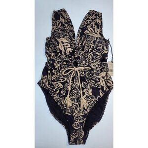 Robin Piccone One Piece Swimsuit Navy Ecru Size 8 New With Tags